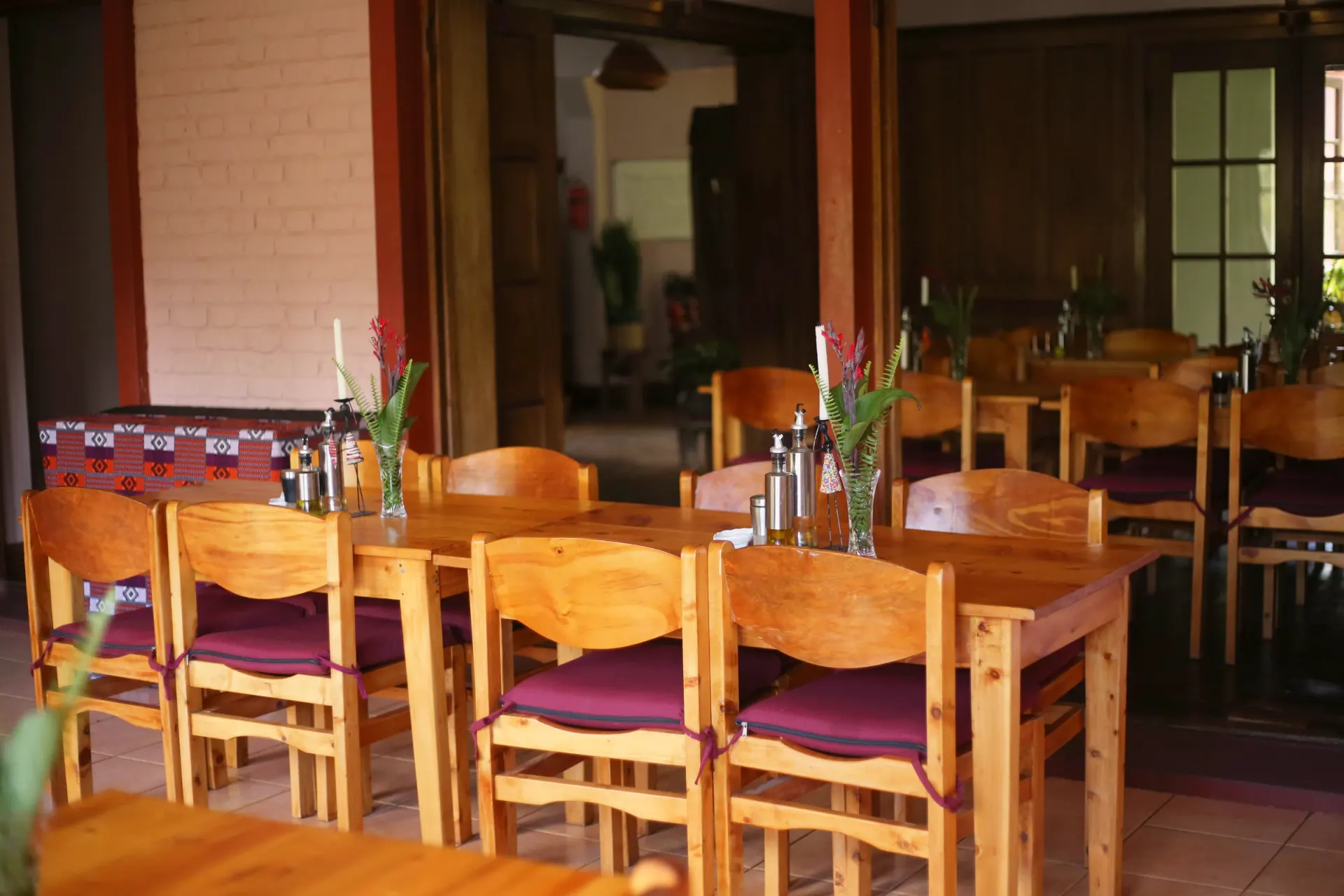 The restaurant interior at Mullers, set for a meal